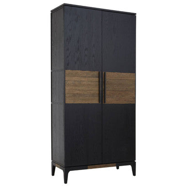Orsina Salvar Tall Cabinet – 2-Tone Solid Oak Wood Storage with 5 Shelves