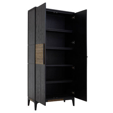 Orsina Salvar Tall Cabinet – 2-Tone Solid Oak Wood Storage with 5 Shelves