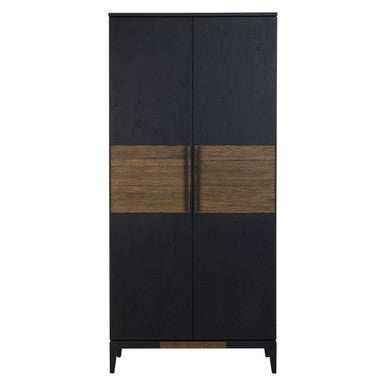 Orsina Salvar Tall Cabinet – 2-Tone Solid Oak Wood Storage with 5 Shelves