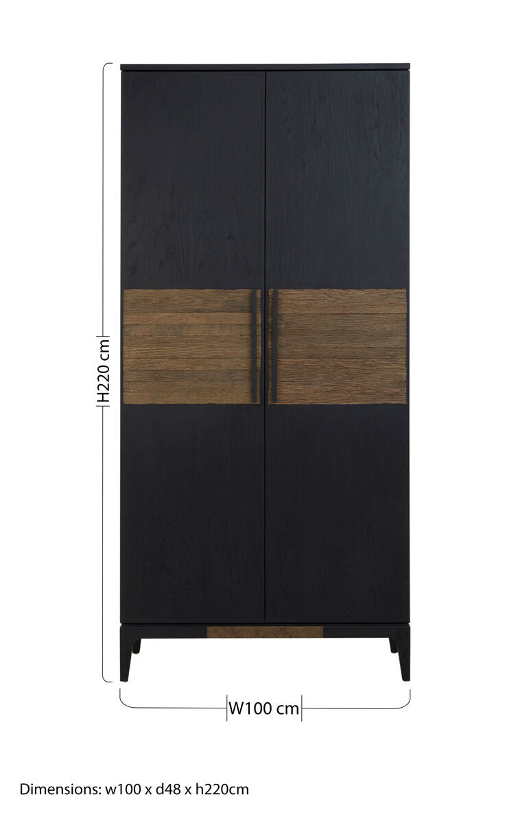 Orsina Salvar Tall Cabinet – 2-Tone Solid Oak Wood Storage with 5 Shelves