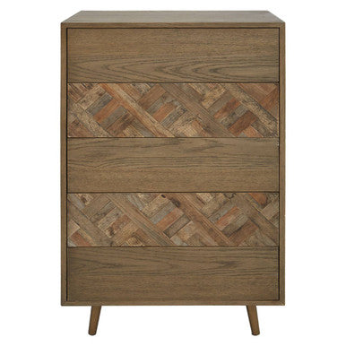 Orsina Salvar Wooden Chest of 5 Drawers | Geometric Bedroom Dresser