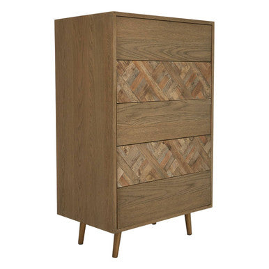 Orsina Salvar Wooden Chest of 5 Drawers | Geometric Bedroom Dresser