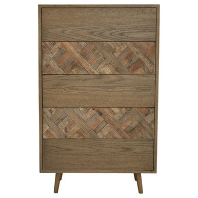 Orsina Salvar Wooden Chest of 5 Drawers | Geometric Bedroom Dresser