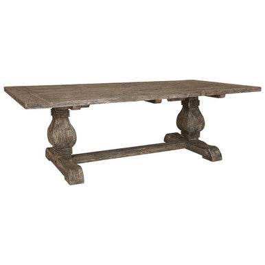 Orsina Lovina Recycled Pine Wood Dining Table – Rustic Pedestal
