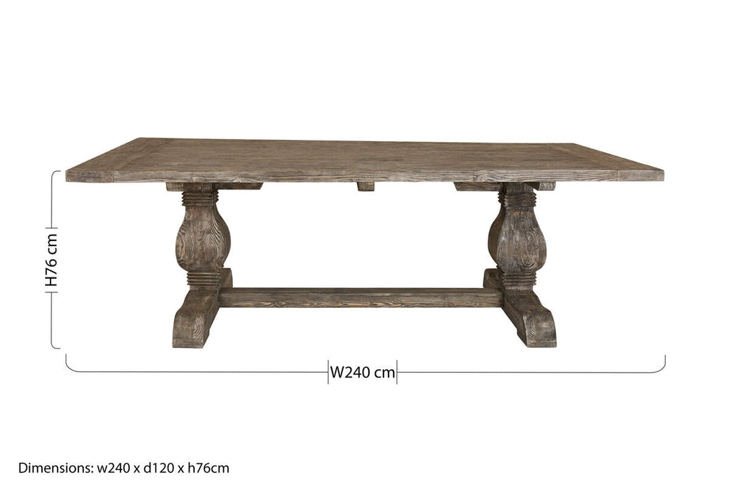Orsina Lovina Recycled Pine Wood Dining Table – Rustic Pedestal