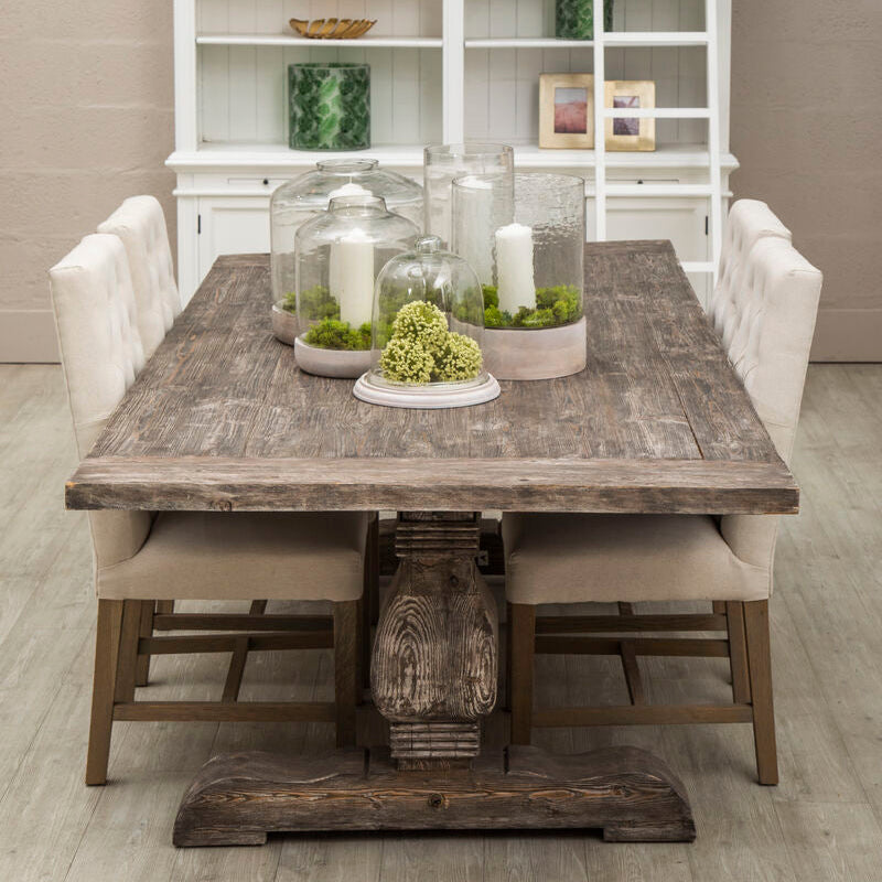 Orsina Lovina Recycled Pine Wood Dining Table – Rustic Pedestal