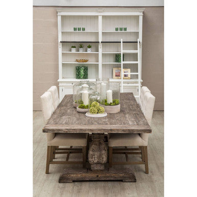 Orsina Lovina Recycled Pine Wood Dining Table – Rustic Pedestal