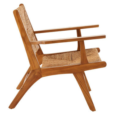 Orsina Lovina Natural Rattan Armchair – Teak Wood Accent Lounge Chair