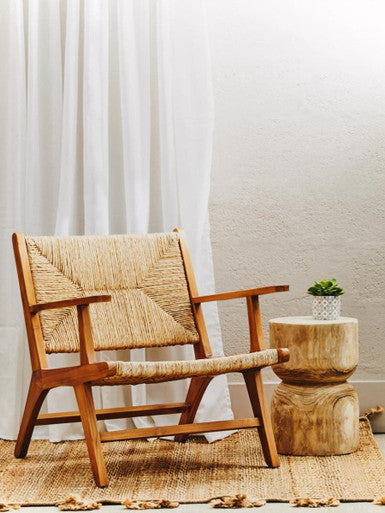 Orsina Lovina Natural Rattan Armchair – Teak Wood Accent Lounge Chair