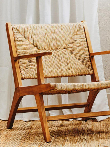 Orsina Lovina Natural Rattan Armchair – Teak Wood Accent Lounge Chair