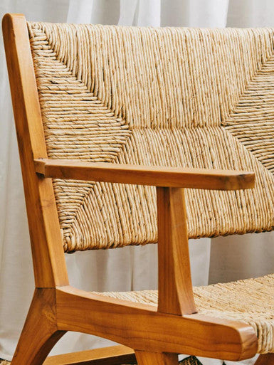 Orsina Lovina Natural Rattan Armchair – Teak Wood Accent Lounge Chair