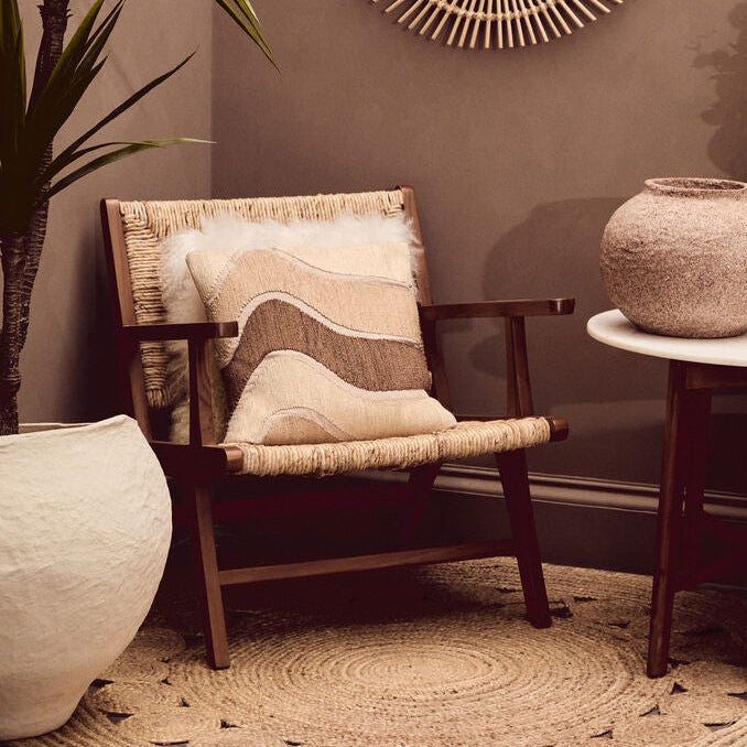 Orsina Lovina Natural Rattan Armchair – Teak Wood Accent Lounge Chair