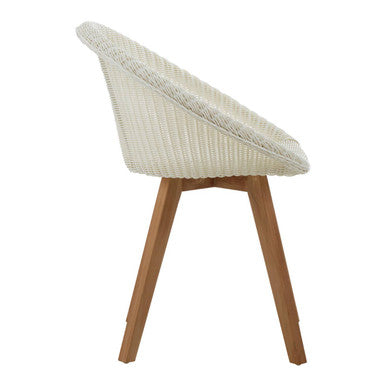 Orsina Lovina White Faux Fur Dining Chair with Teak Wood Legs