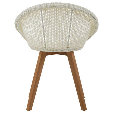 Orsina Lovina White Faux Fur Dining Chair with Teak Wood Legs