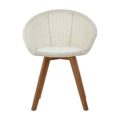 Orsina Lovina White Faux Fur Dining Chair with Teak Wood Legs