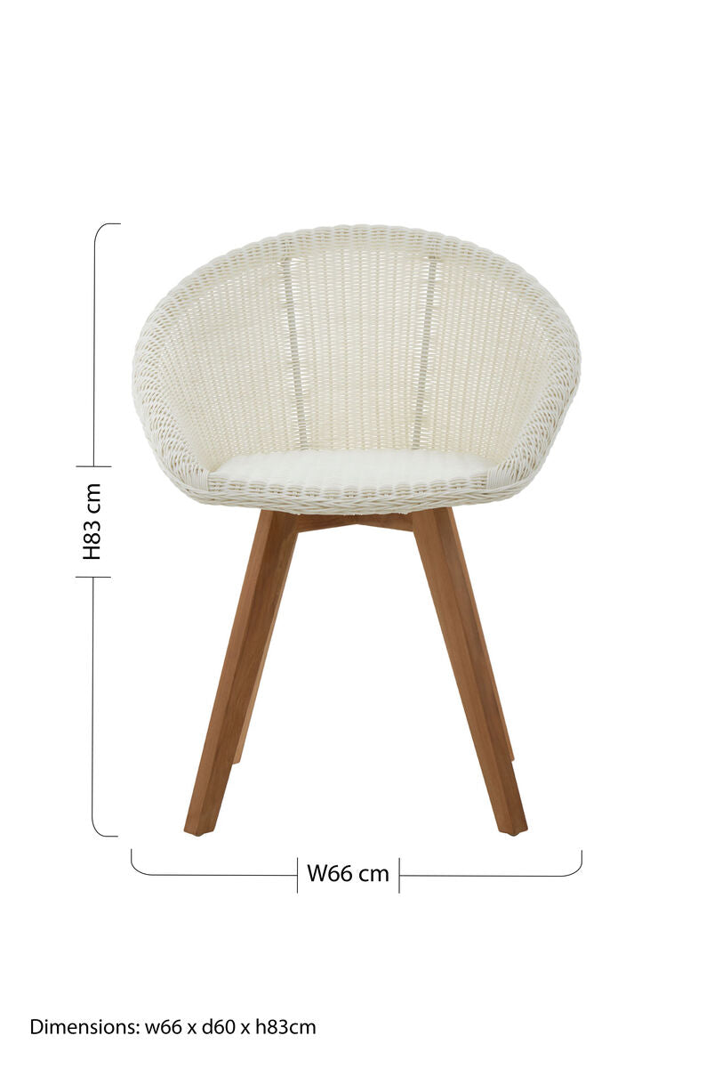 Orsina Lovina White Faux Fur Dining Chair with Teak Wood Legs