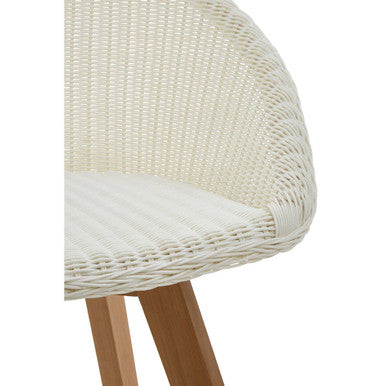 Orsina Lovina White Faux Fur Dining Chair with Teak Wood Legs
