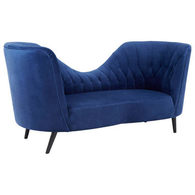 Orsina Malena Midnight Blue Velvet Chaise – Sculptural Modern Daybed