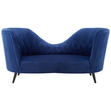 Orsina Malena Midnight Blue Velvet Chaise – Sculptural Modern Daybed