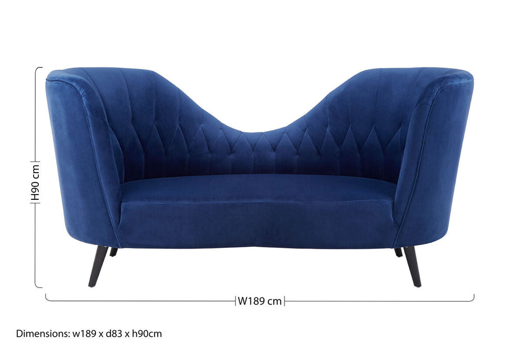 Orsina Malena Midnight Blue Velvet Chaise – Sculptural Modern Daybed
