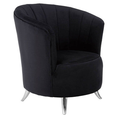 Orsina Maci Black Tub Chair – Channel Tufted Accent Armchair