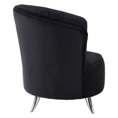 Orsina Maci Black Tub Chair – Channel Tufted Accent Armchair