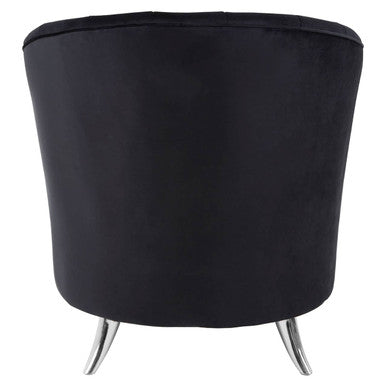 Orsina Maci Black Tub Chair – Channel Tufted Accent Armchair