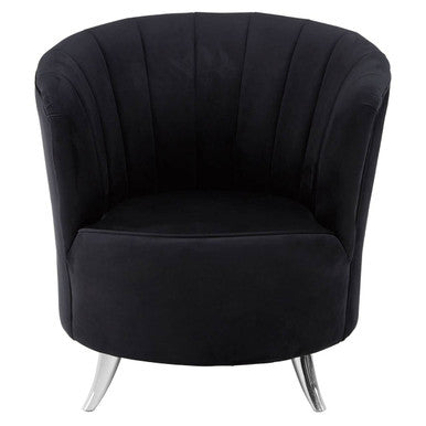 Orsina Maci Black Tub Chair – Channel Tufted Accent Armchair