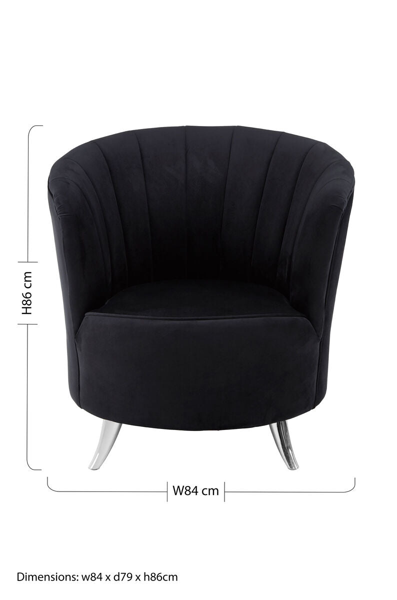 Orsina Maci Black Tub Chair – Channel Tufted Accent Armchair