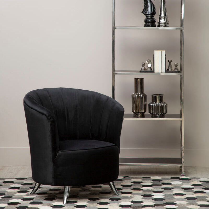 Orsina Maci Black Tub Chair – Channel Tufted Accent Armchair