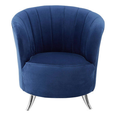 Orsina Maci Blue Tub Chair – Tufted Accent Armchair with Silver Feet
