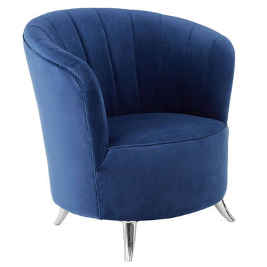 Orsina Maci Blue Tub Chair – Tufted Accent Armchair with Silver Feet
