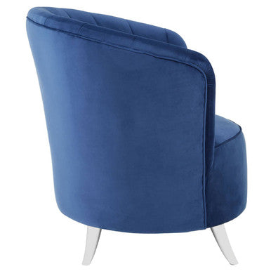 Orsina Maci Blue Tub Chair – Tufted Accent Armchair with Silver Feet