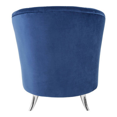 Orsina Maci Blue Tub Chair – Tufted Accent Armchair with Silver Feet