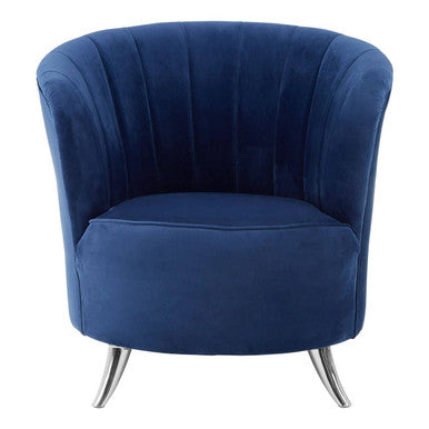 Orsina Maci Blue Tub Chair – Tufted Accent Armchair with Silver Feet