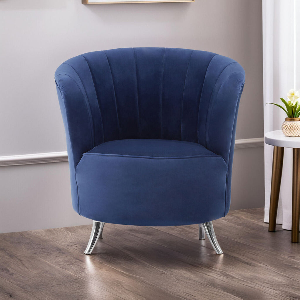 Orsina Maci Blue Tub Chair – Tufted Accent Armchair with Silver Feet