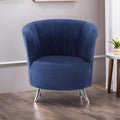 Orsina Maci Blue Tub Chair – Tufted Accent Armchair with Silver Feet