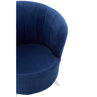 Orsina Maci Blue Tub Chair – Tufted Accent Armchair with Silver Feet