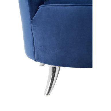 Orsina Maci Blue Tub Chair – Tufted Accent Armchair with Silver Feet