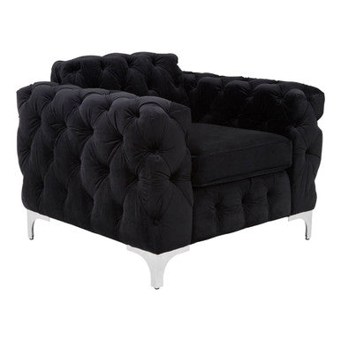 Orsina Madina Black Velvet Chesterfield Chair | Modern Accent Seating