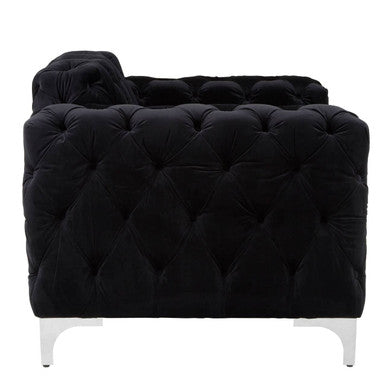 Orsina Madina Black Velvet Chesterfield Chair | Modern Accent Seating