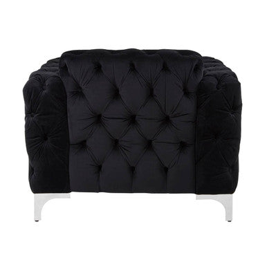 Orsina Madina Black Velvet Chesterfield Chair | Modern Accent Seating