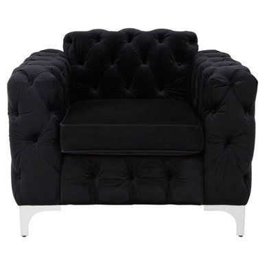 Orsina Madina Black Velvet Chesterfield Chair | Modern Accent Seating