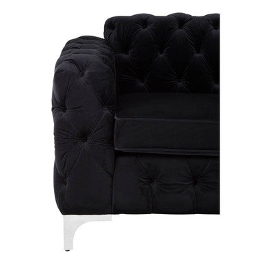 Orsina Madina Black Velvet Chesterfield Chair | Modern Accent Seating