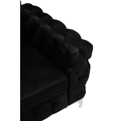 Orsina Madina Black Velvet Chesterfield Chair | Modern Accent Seating