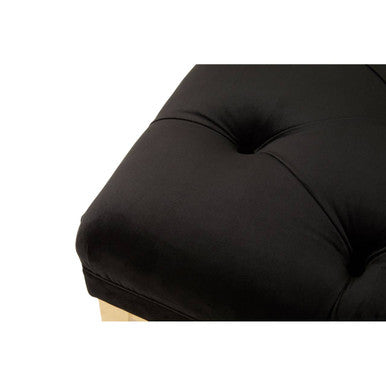 Orsina Piermount Black Velvet Tufted Bench with Polished Gold Base