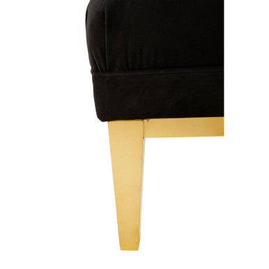 Orsina Piermount Black Velvet Tufted Bench with Polished Gold Base