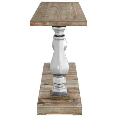 Orsina Richmond Pine Wood Console Table – Carved Silver Pillars