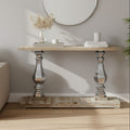 Orsina Richmond Pine Wood Console Table – Carved Silver Pillars