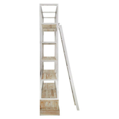 Orsina Richmond Shelving Unit with Ladder – Whitewashed Pine & Silver